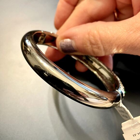 2028 Crystal Silver Tone Hinged Bracelet (NWT) - Picture 5 of 6